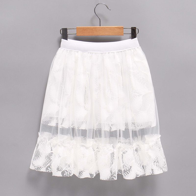 Children's Clothing Girls' Half Skirt Summer Children's Mesh Skirt Long Skirt Girls' Puffy Skirt Lace Pleated Skirt