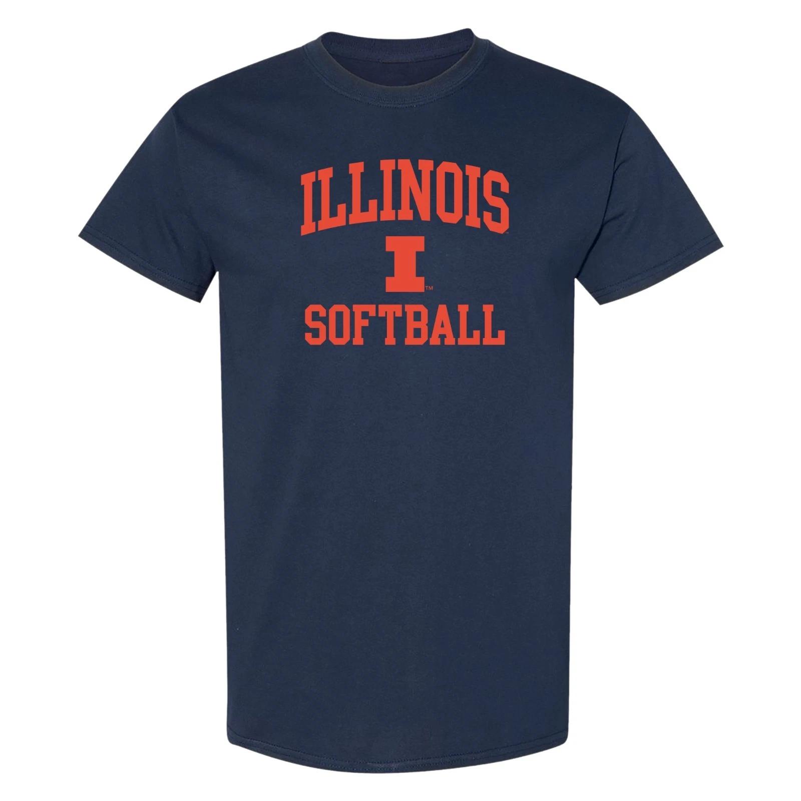 Illinois Arch Logo Softball T-Shirt - Navy L