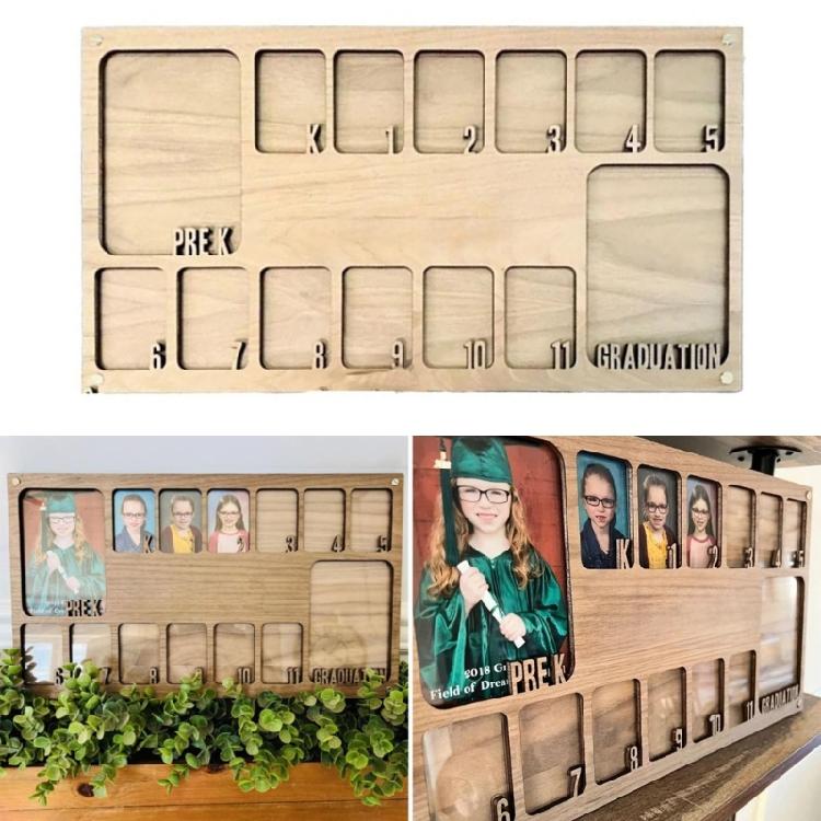 Graduation Keepsakes Personalizing Wooden School Years Picture Frame Pre-K to 12 for Kids Students Photo Display Frame