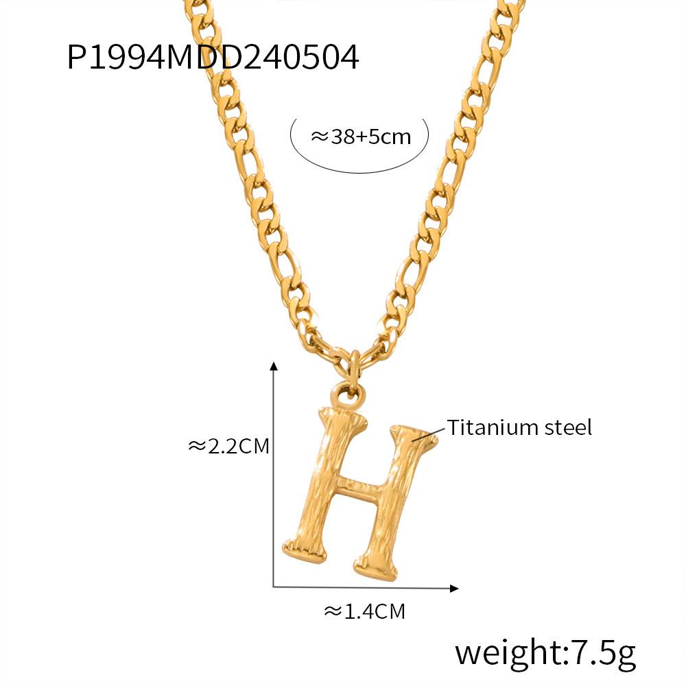 Simple Light Luxury Titanium Steel 26 Letter Necklace Niche Non-Fading Necklace Gold Tree Pattern Jewelry