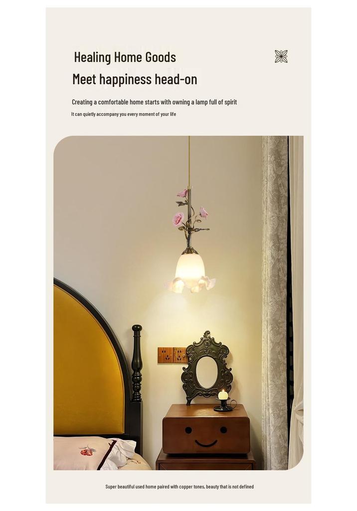 American Minimalist Copper Pendant Lamp for Modern Bedside Use