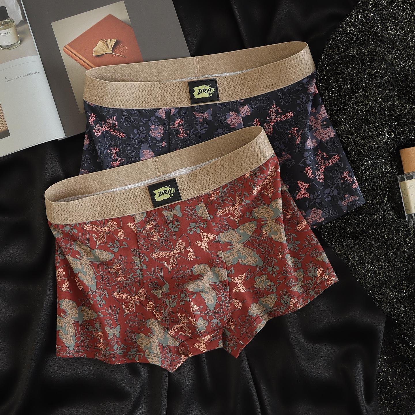 

Мужские хлопковые трусы-боксеры с принтом бабочек - Удобные и дышащие XXL фиолетовый