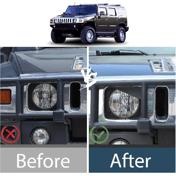 

Lcojicep 2PCS Front Headlight decorationCompatible with Hummer H2 2003-2009, Front Light Headlight Cover Angry Eyes Style Headlight Bezels Trim