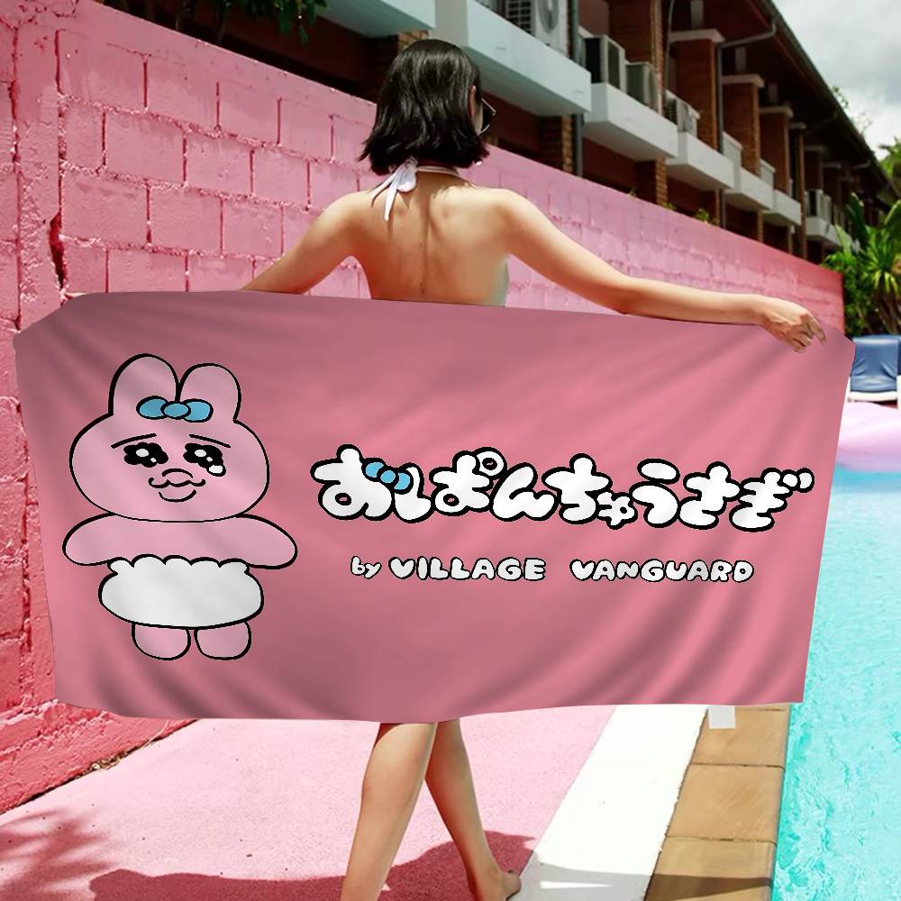 Cute cartoon pink O-Opanchu U-Usagi Microfiber Blanket Quick Drying Beach Towels Oversized Printing Super Absorbent Pool Towel