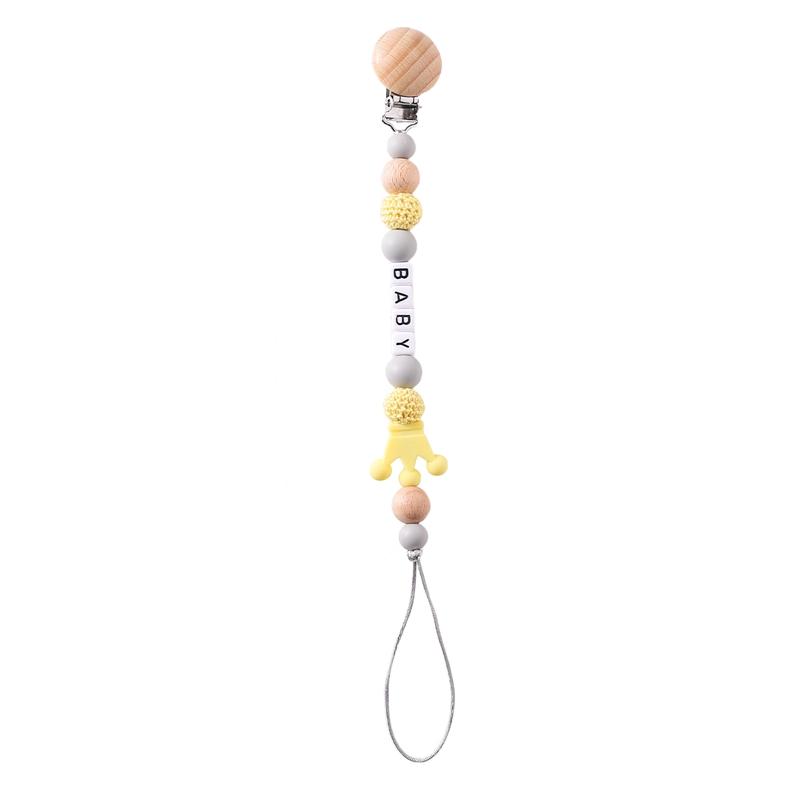 Personalized Name Baby Pacifier Clips Chains Teethers Dummy Nipple Holder Silicone Crown Clip Newborn Teething Toys Accessories