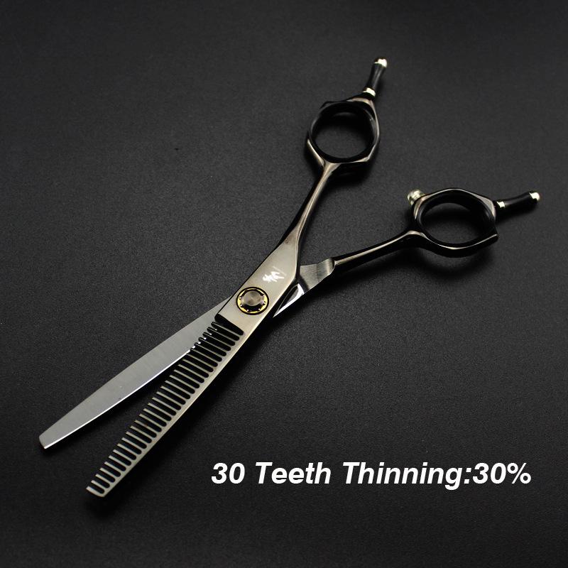 6-Inch Black Double-Tail XMQ-02 Hair Salon Scissors for Bangs - Professional Barber Shears