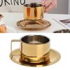 Metal Coffee Mug Stainless Steel Coffee Cup Gold Fashionable Design Espresso Cups Portable Durable Cup and Saucer Set Tea Lovers