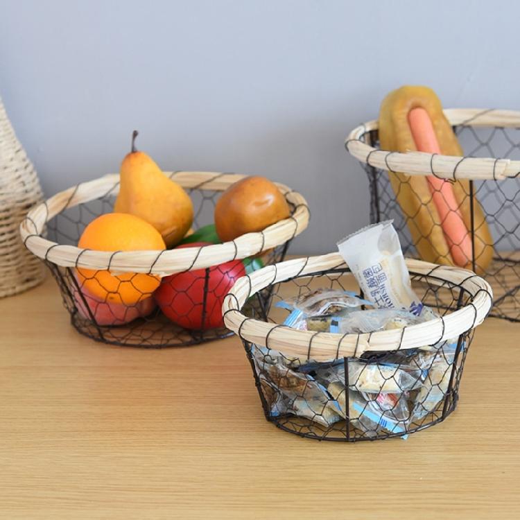 Round/Oval Shaped Wire Basket Space Saving Basket Fruit Holder Decorative Food Storage Solution Kitchen Accessory