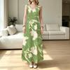 Women's Long Tank Dress Fresh Green White Gradient,Flowy Full Skirt,Soft & Comfy Fabric,Versatile for Daily Commute,Casual Home & Outwear