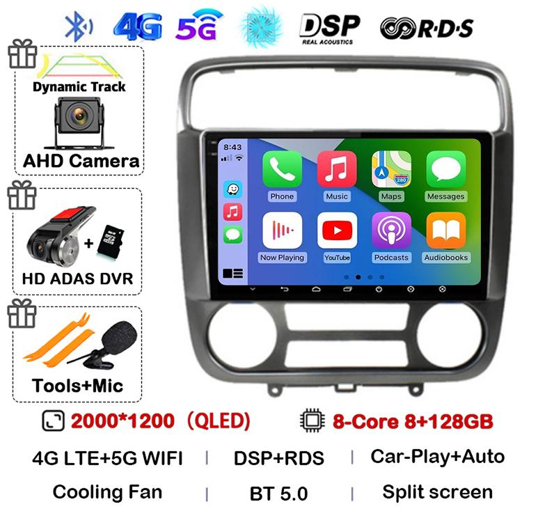 Android 14 Carplay Auto for Honda Stream 2001-2004 MT/AT 2din Car Radio Stereo Multimedia Video Player Audio Navigation GPS WIFI