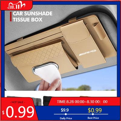 Car Glasses Storage Box Sun Visor Point Organizer Tissue Pocket For Mercedes Benz AMG A B C E S G Class W201 W210 W108 W205 W203