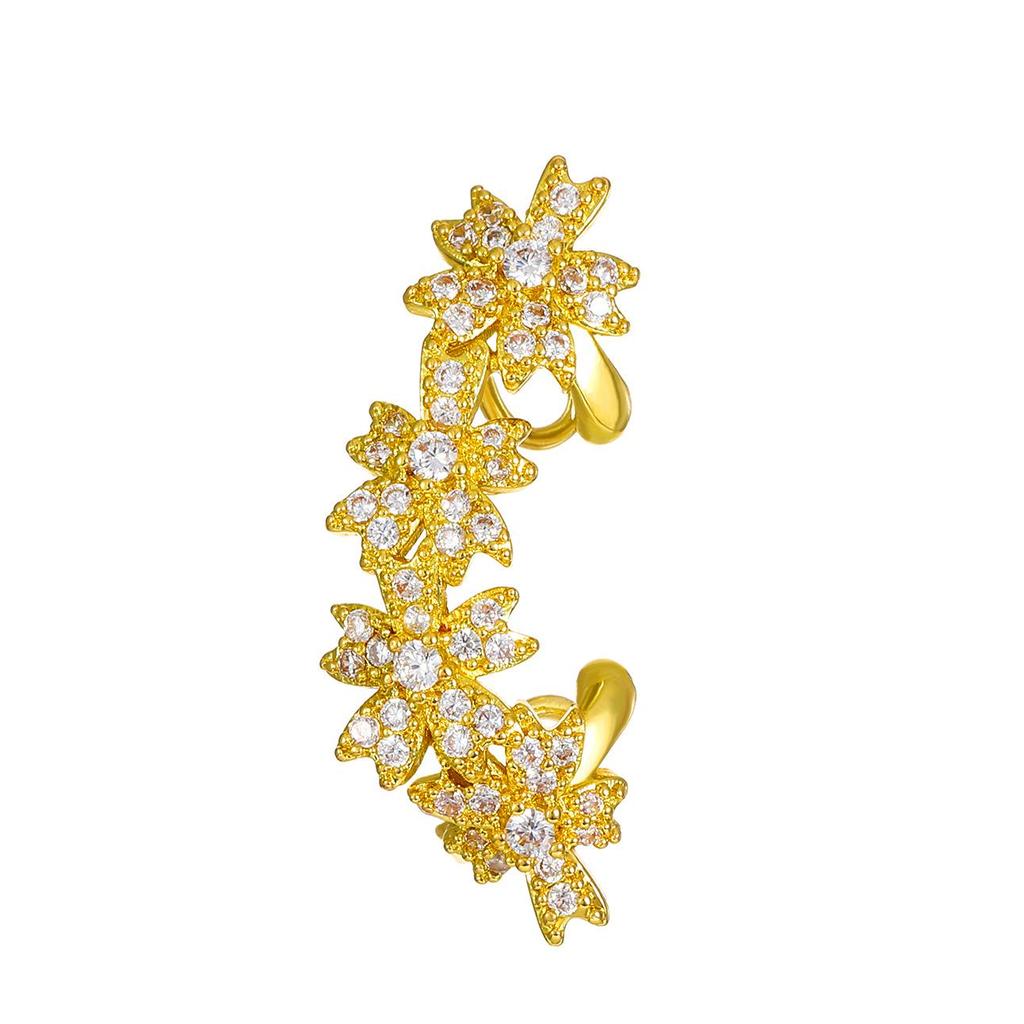 Eleganter floraler Ohrklemmen: Luxuriöses Design ohne Piercing mit Diamantakzenten
