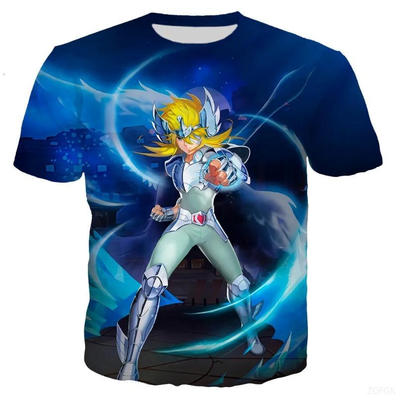 Summer New Harajuku Saint Seiya 3D Printed Street Fashion Casual Children Round Neck Loose Short Sleeve