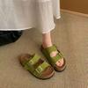 Retro thick-soled heightening one-word slippers women's summer 2025 new wear simple non-slip soft-soled Birkencool slippers