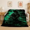 Japan Samurai Art Bushido Katana Cartoon Flannel Blanket Soft Throw Blanket for Bedroom Living Room Bed Travel Camping Nap Gift