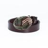 Fibbia Aquila in Bronzo Cintura in Pelle con Bandiera Americana - Accessorio di Moda da Uomo