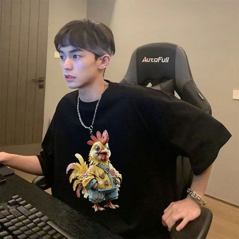 Summer new boys handsome short-sleeved t-shirt pure cotton loose round neck casual t-shirt top