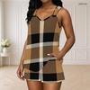 Women Plus Size Ring Strap Sleeveless Geometric Printed Tank Top And Pocket Shorts Two Piece Set