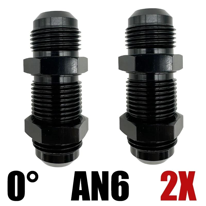 2X AN3 AN4 AN6 AN8 AN10 AN12 0 Degree Flare Bulkhead Fitting Fuel Hose Straight Male To Male Adapter w/Nut For Tab or Wirewall