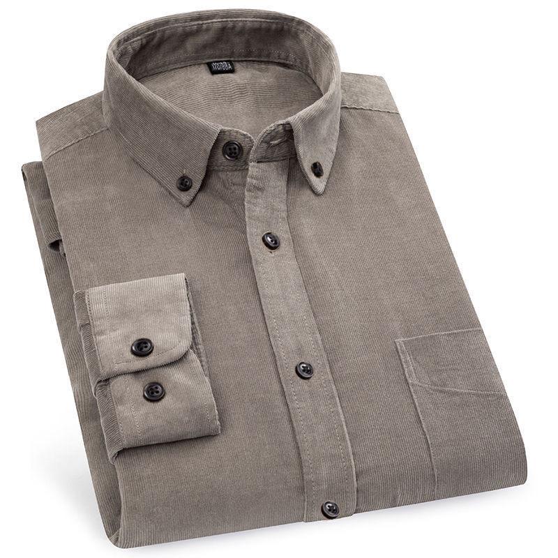 Herren Langarm Cordhemd - 100% Baumwolle, Lässige Passform, Übergröße, Ideal für Herbst & Winter
