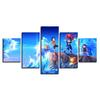 Veggkunstplakat Innrammet HD-utskrifter Maling 5 stykker Anime One Piece-karakterer Bilder Moderne modulært lerret Stueinnredning