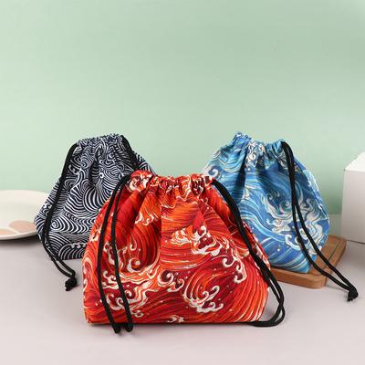 1Pc Borsa portapranzo con coulisse in stile giapponese per viaggio, picnic, portatile, facile da lavare, Bento Lunch Box Tote Pouch