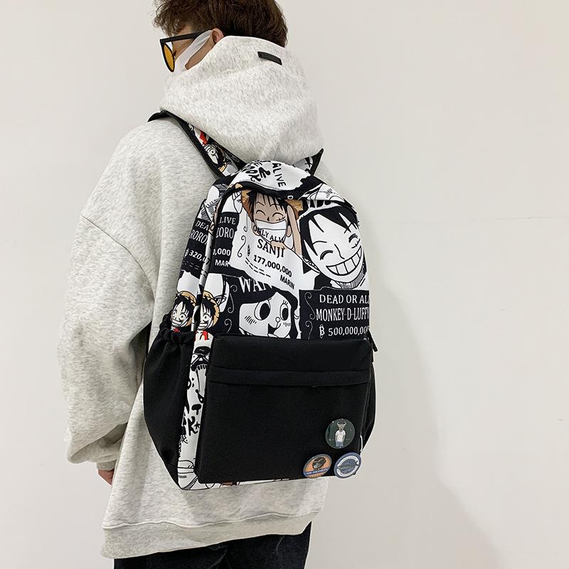 Schoolbag Japanese graffiti large capacity schoolbag male ins trendy cool junior high school high school college student campus travel backpack