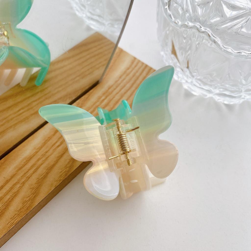 Chic Gradient Acrylic Hair Claw Clip In Stylish Orange White And Yellow Green Hues