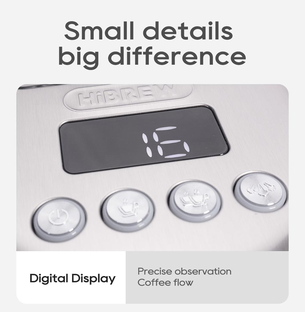 HiBREW 20Bar Semi Automatic Espresso Coffee Machine Temperature Adjustable Cold/Hot Super Slim Coffee Maker Cappuccino H10B