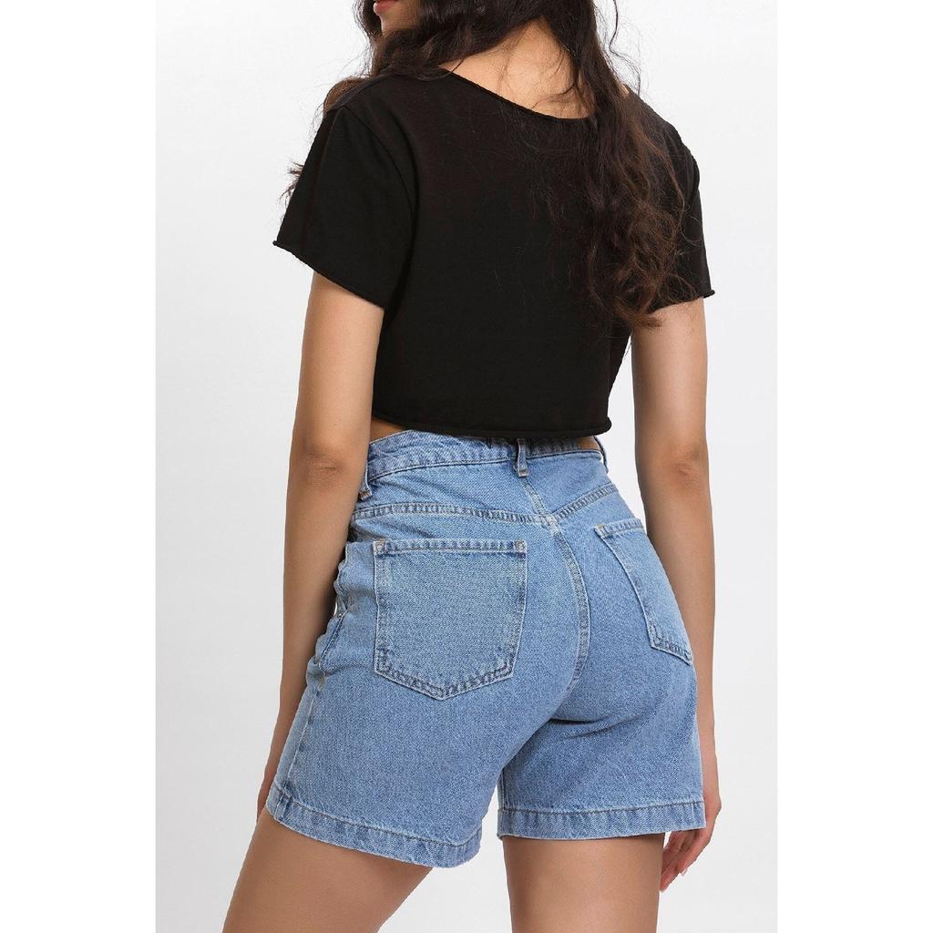 High Waist Jean Stone Color Damen Denim Shorts