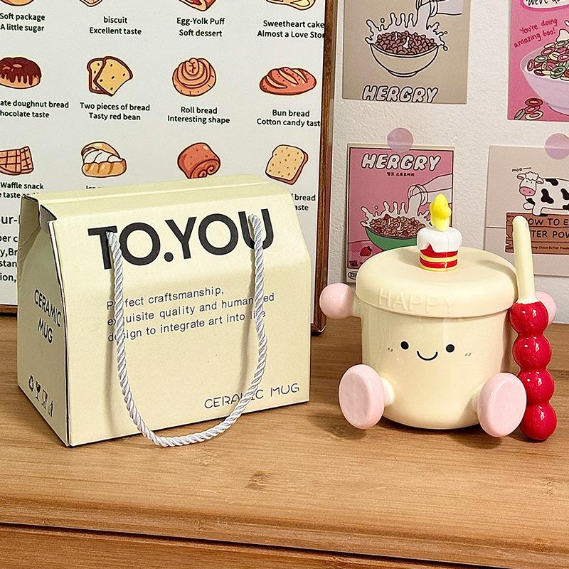 Cute Cup Ceramic Mug Souvenir Water Cup Household Couple Cup Birthday Gift Girls Teacher's Day Gift