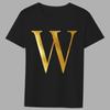 Fashion T-shirt Black Men's 26 English Letters Gold Printing Pattern Series Casual Round Neck Commuter Comfortable Top T-Shirts Men’s