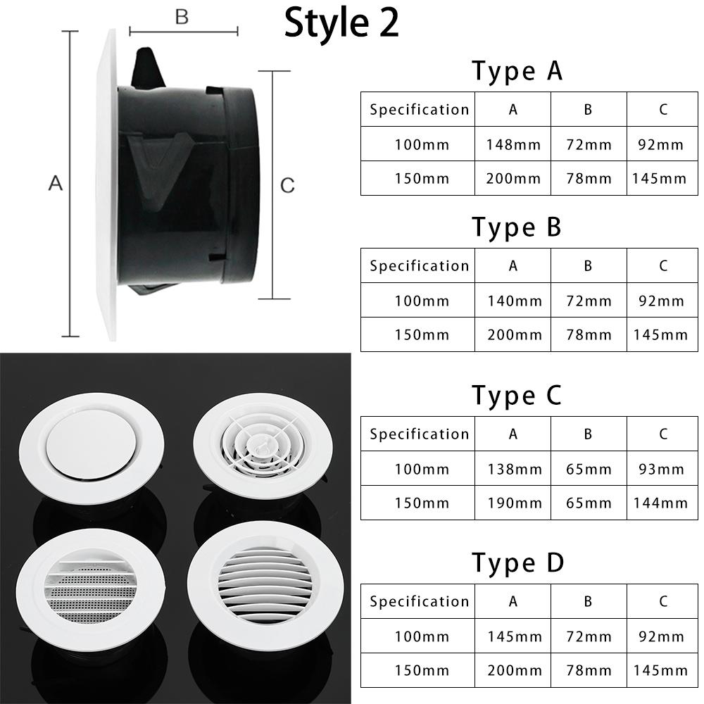 75/100/150mm Ducting Ventilation Grilles Air Vent Cover Extract Valve Grille Durable Air Circulation Vents Cap Home Decoration