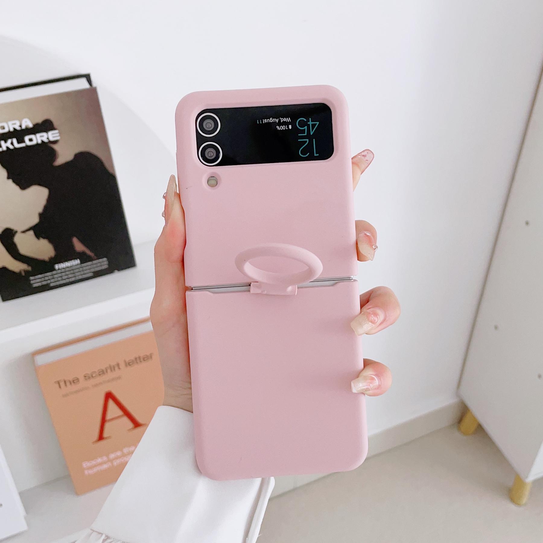 Flüssiges Silikon Ringhalter Hülle für Samsung Galaxy Z Flip 3 4 5G Flip4 Flip3 Flip2 Flip1 Faltbar Vollschutz Mode Cover For Z Flip 3 white
