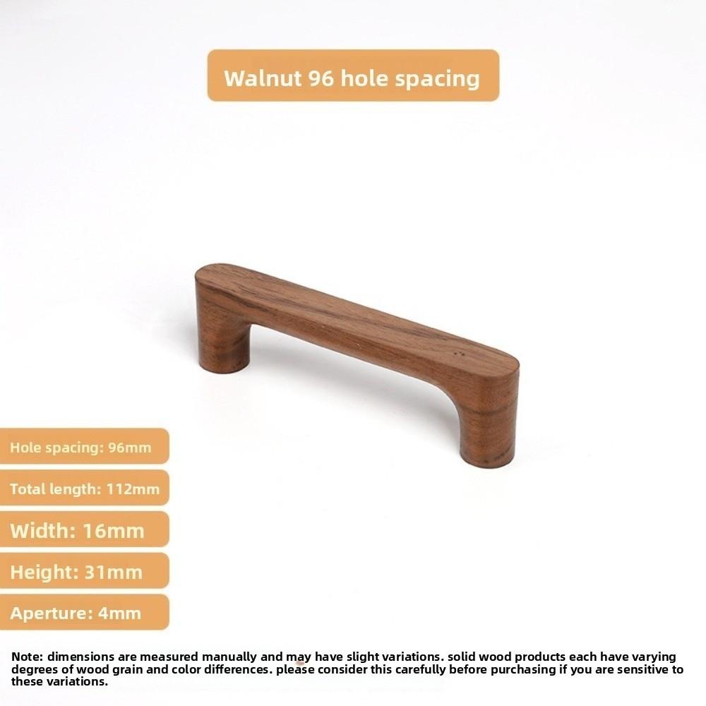Minimalist Nordic Style Cabinet Handles Walnut Wood Rounded Edges Drawer Pulls Eco-Friendly 96mm Wardrobe Handles Home Decor