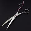 7" Pink Plum Blossom Pet Grooming Scissors Set: 4-Piece Includes Straight, Bent, Thinning Scissors & Comb