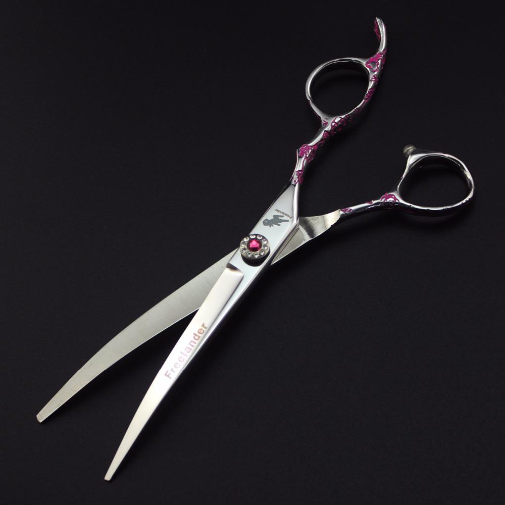 7" Pink Plum Blossom Pet Grooming Scissors Set: 4-Piece Includes Straight, Bent, Thinning Scissors & Comb
