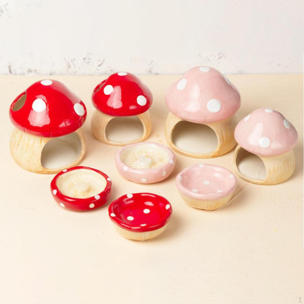 Ceramic Hamster House Shaped Furniture Creative with Food Bowl Habitat for Small Pets