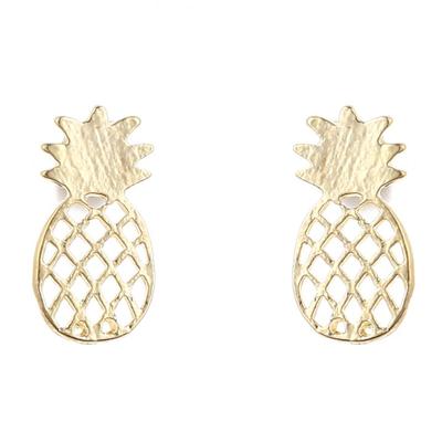 Trend Simple Hollow Drawn Pineapple Fruit Stud Earrings for Women Gold Color Geometry Jewelry