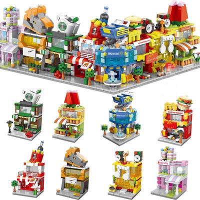 DIY Architecture Mini City Store Street View Food Snake House Building Blocks Classic Movie Model Toys For Kids Girl And Boy