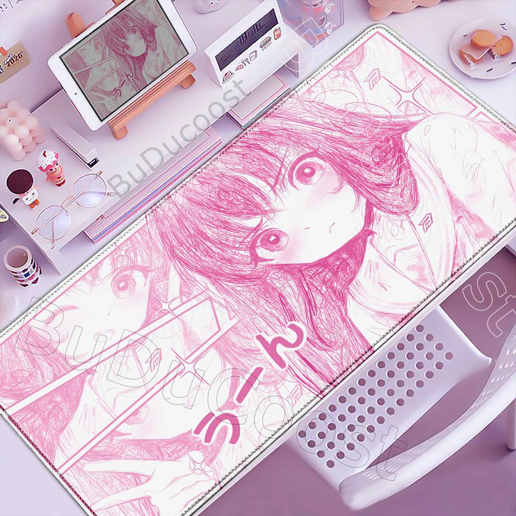 Pretty Pink Anime Girl Mousepad PC Gamer Cute Large Desk Mat Office Laptop Gaming Mouse Pad Kawaii PC Keyboard Rug Birthday Gift