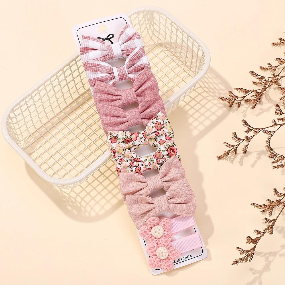 

РАДУЖНЫЕ БАНТЫ 10 шт./набор Ручная работа Тканевые Принтованные Заколки Бутик Мини Банты для Челки Зажим для Волос Вставки Маргаритки Заколки Весенний Стиль