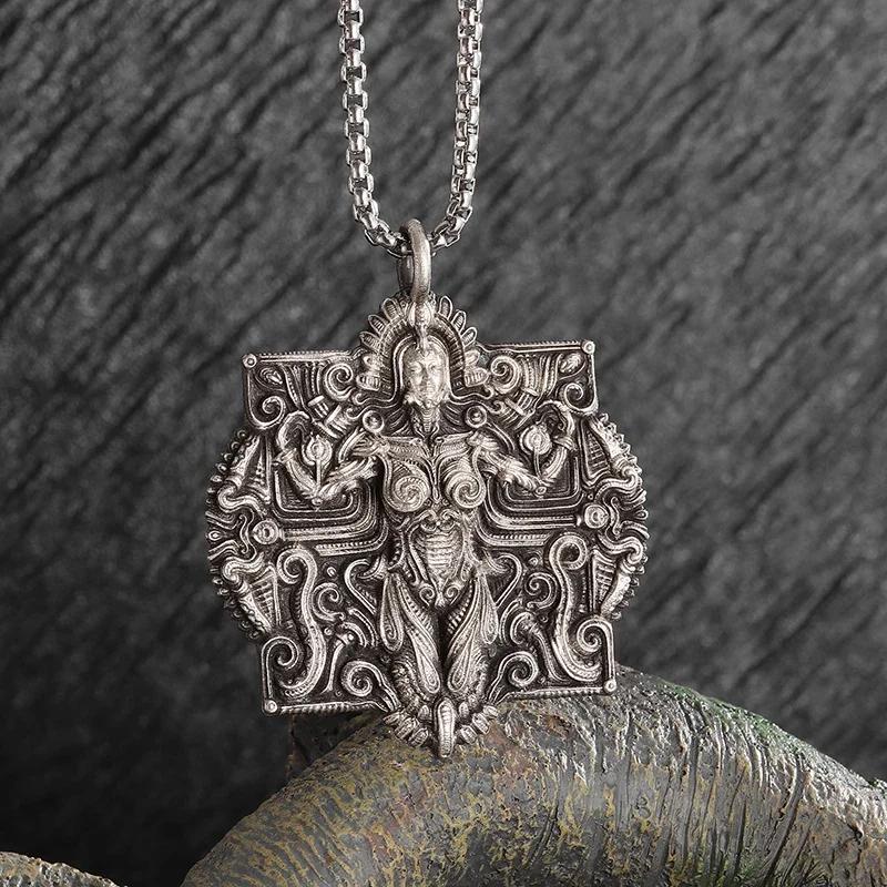 Sieben Engel Magischer Kreis Salomons Siegel Amulett Halskette Anhänger Herren Punk Retro Glücksbringer Schmuck