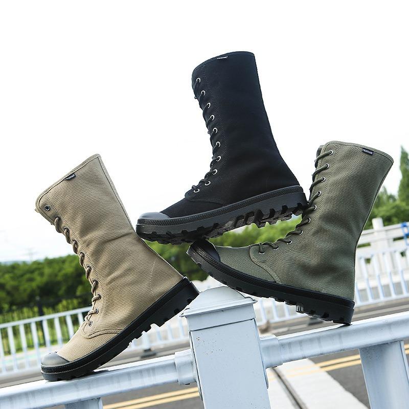 Men's High Top Boots Fashion Casual Canvas Boots Outdoor Non-slip Hiking Boots for Men Lace Up Casual Ankle Boot Botas Masculina