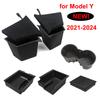 Center Console Organizer for Model Y 2023 2024 Rear Trunk Side Storage Box Bins Flocking Armrest Hidden Cup Tray Console