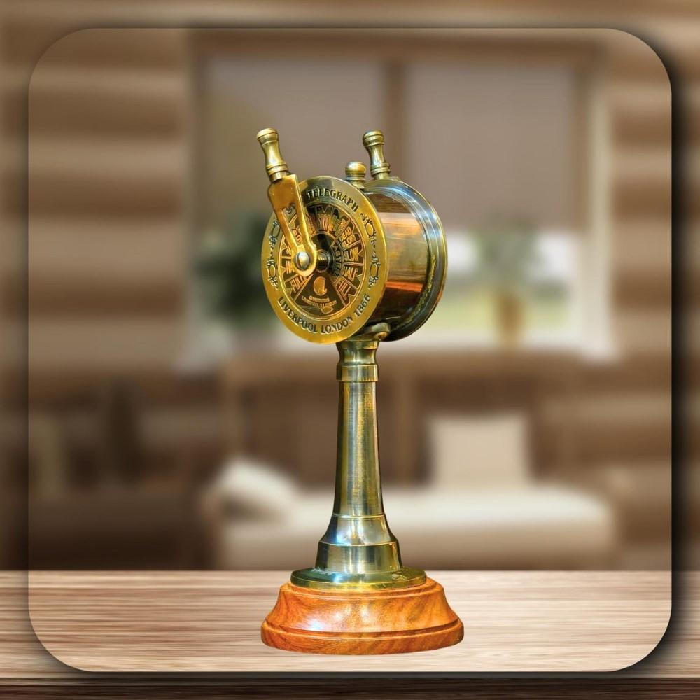 Mässing 7" Telegraf Antik Skepp Maskinrumstelegraf Marin Fungerande Nautisk