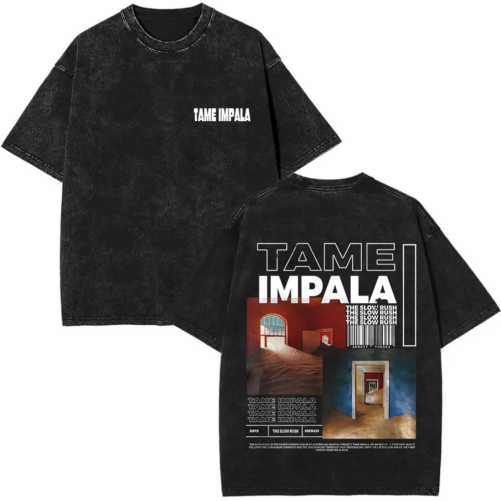 Tame Impala Deadbeat Grafik T-Shirt Vintage gewaschen Psychedelic Rock Unisex Lässiges Baumwoll-T-Shirt Herren Übergröße Kurzarm