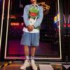 Li Ning X Disney Muppets Collection Logo Print Washed Denim Shorts Men Shorts Blue AJSR007-1