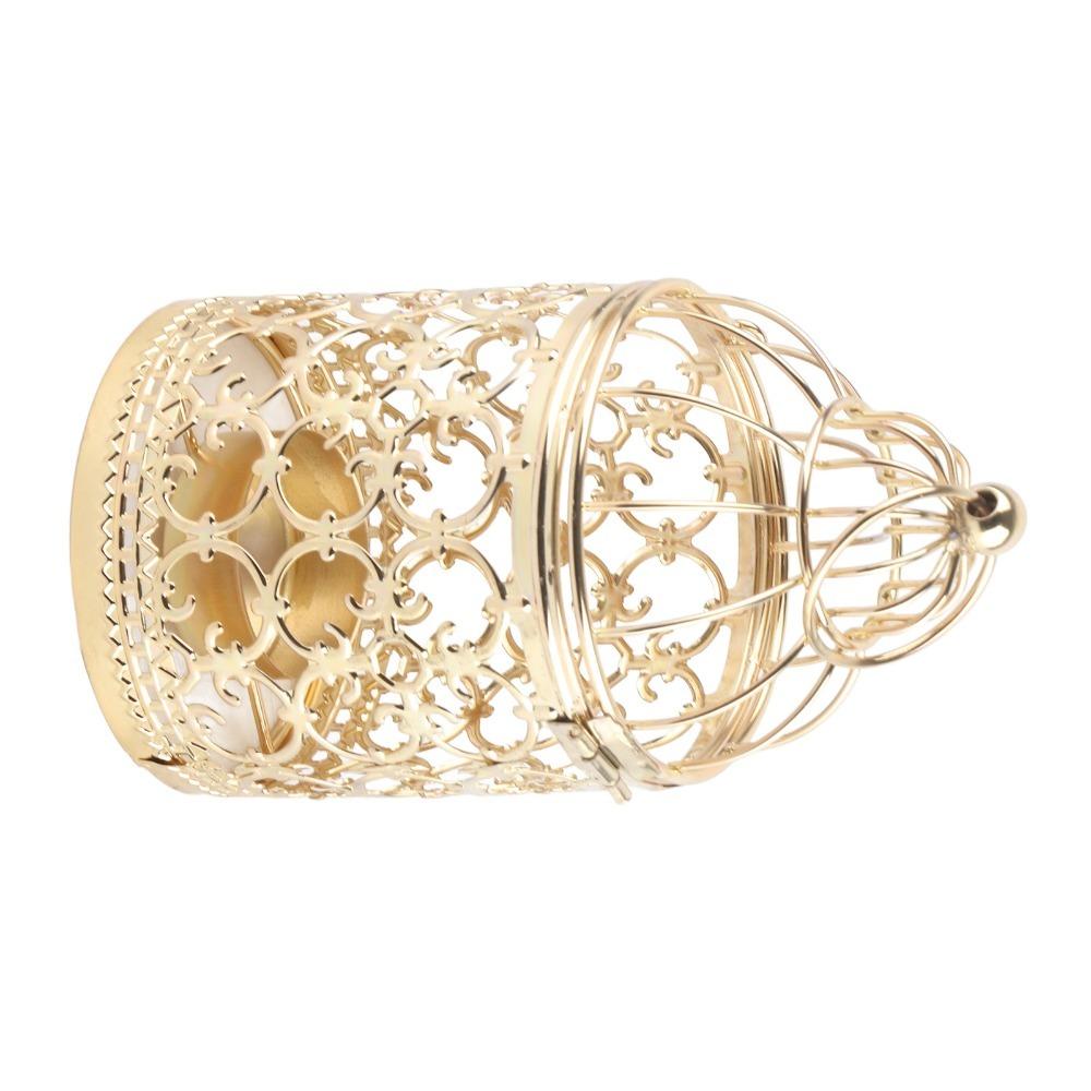Hollow Out Hanging Lantern Candle Holder Iron Gold Candle Centerpiece Home Decoration золотой
