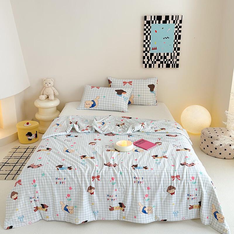 

mling Kids Knitted Cotton Soybean Fiber Summer Quilt
